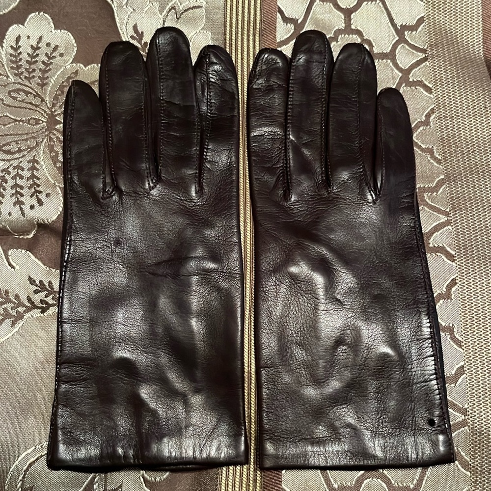 Nappa Dark Brown Leather Gloves (Size 7 1/2)